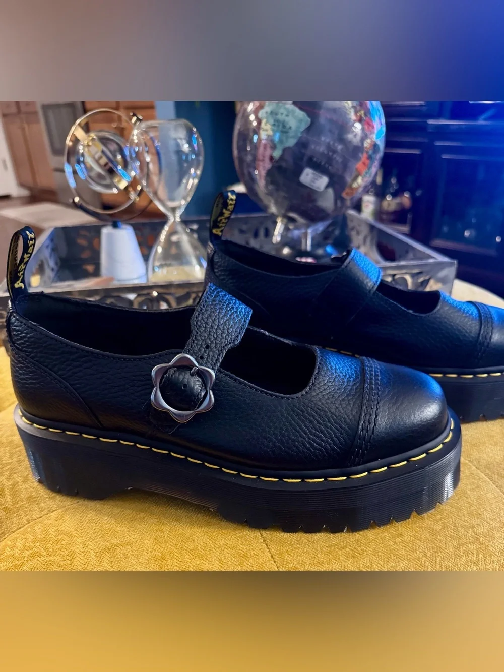 Dr. Martens Addina FLWR Mary Jane Women's Flower Buckle Shoes, Size 11